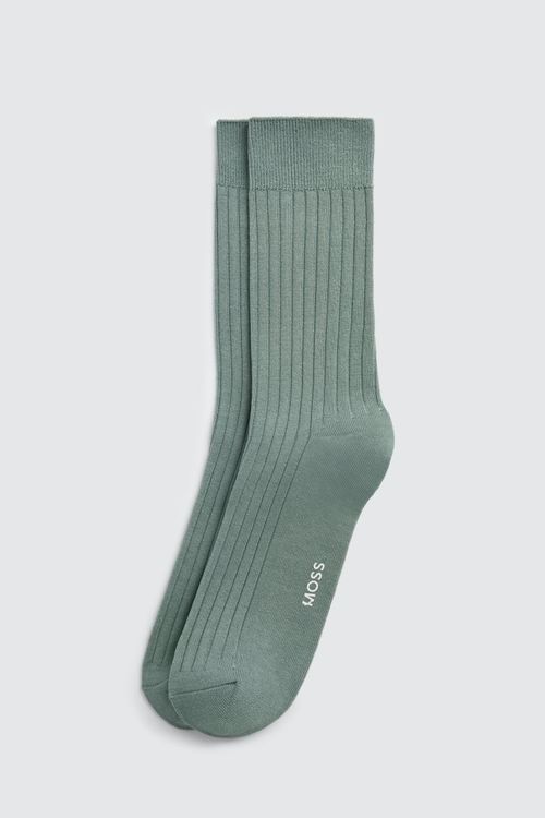 Dark Sage Fine Ribbed Socks