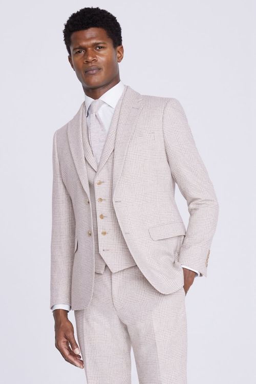 Slim Fit Off White Check Suit...
