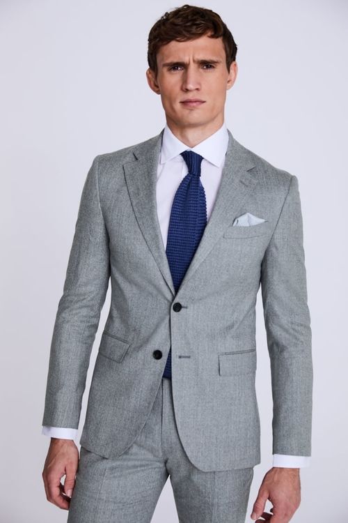 Italian Slim Fit Grey Flannel...