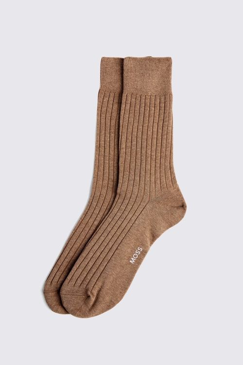 Taupe Melange Ribbed Socks