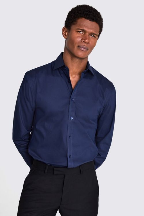 Regular Fit Dark Blue Stretch...