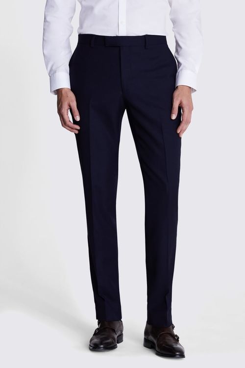 Italian Slim Fit Navy Hopsack...