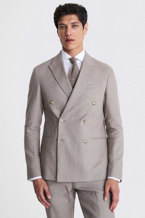 Slim Fit Taupe Matte Linen...