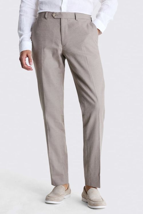 Slim Fit Taupe Matte Linen...