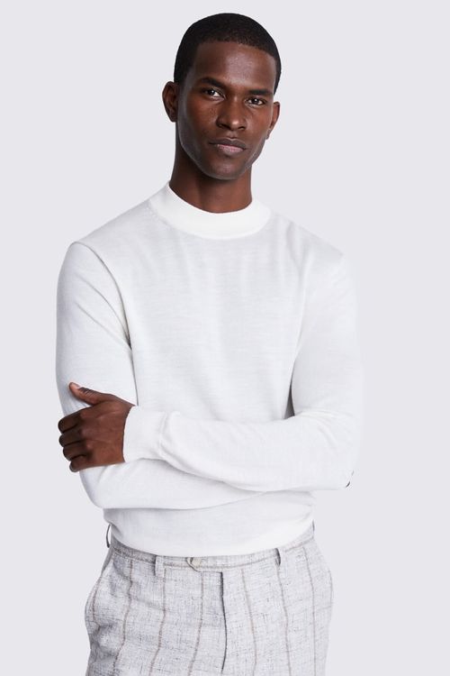 White Merino Mock-Neck Jumper