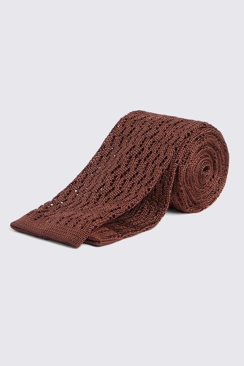 Copper Zigzag Silk Knit Tie