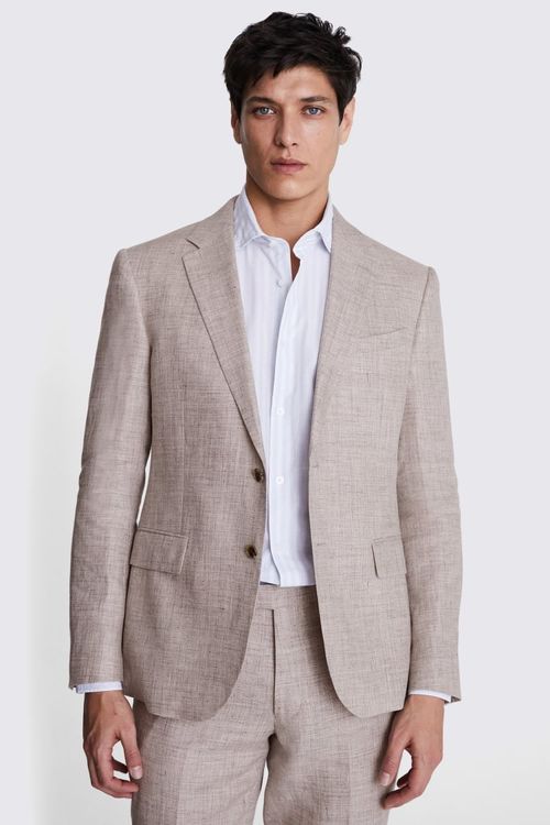 Slim Fit Oatmeal Linen Suit...