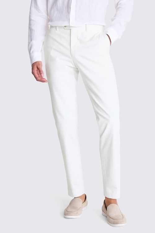 Slim Fit White Cotton Trousers