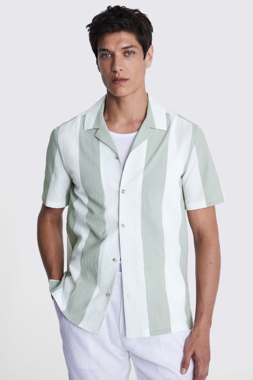 Sage Striped Seersucker Shirt