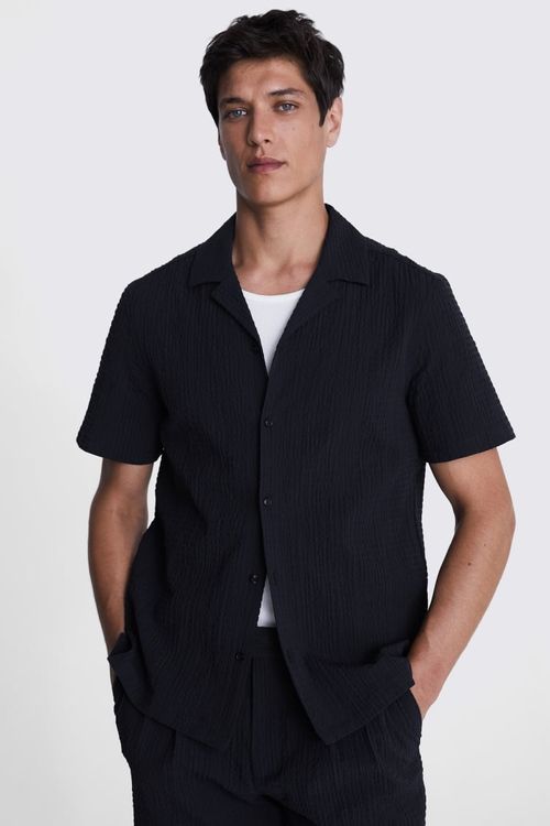 Navy Striped Seersucker Shirt