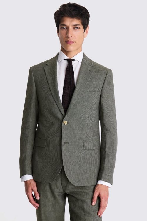 Slim Fit Green Puppytooth...