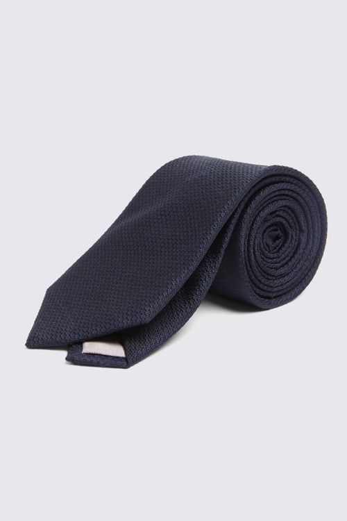 Navy Silk Semi-Plain Tie