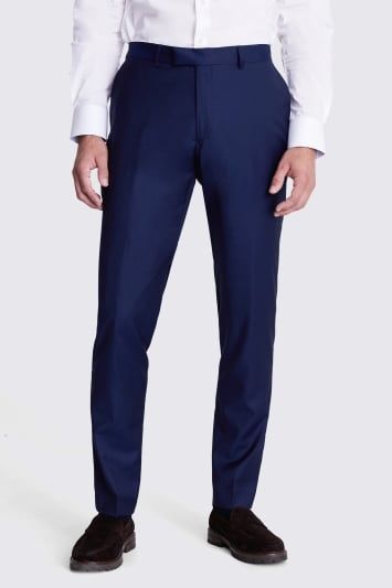Hawes & Curtis Light Blue Herringbone Linen Tailored Italian Suit Trousers  - 1913 Collection | £150.00 | Port