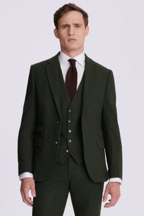 Slim Fit Khaki Donegal Tweed...