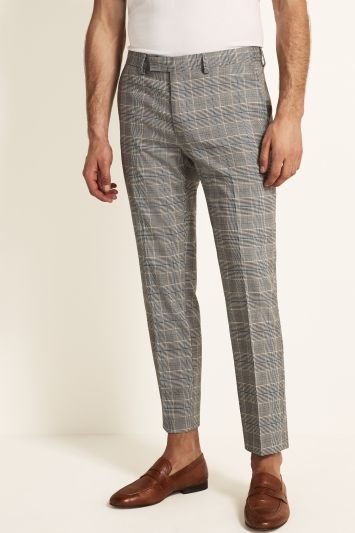 Moss London Slim Fit Blue and Caramel 