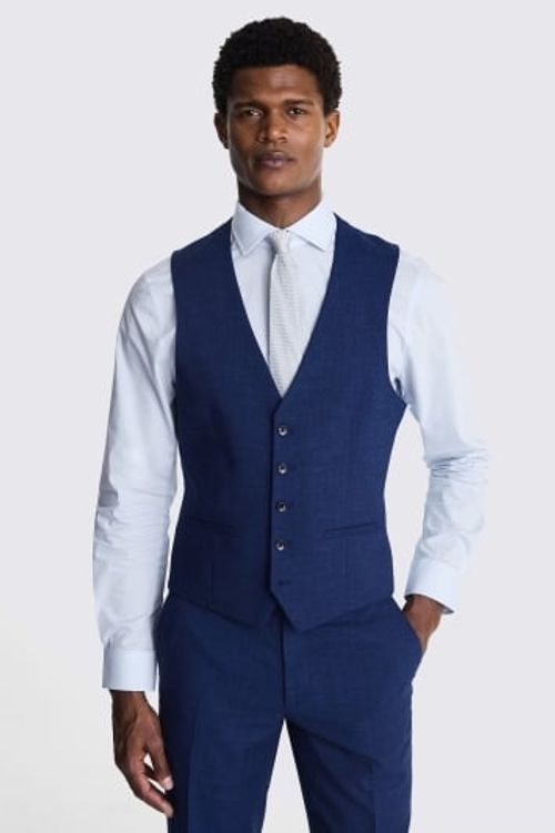 Slim Fit Blue Slub Waistcoat