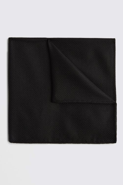 Black Plain Natte Silk Pocket...