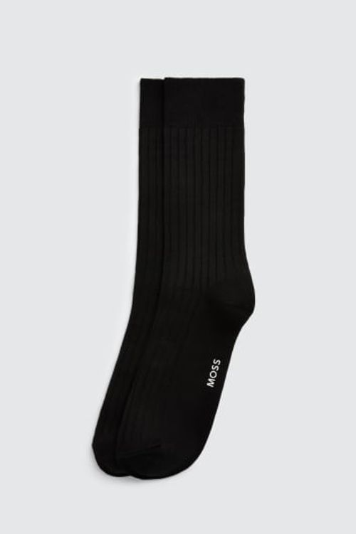 Black Fine Ribbed Socks