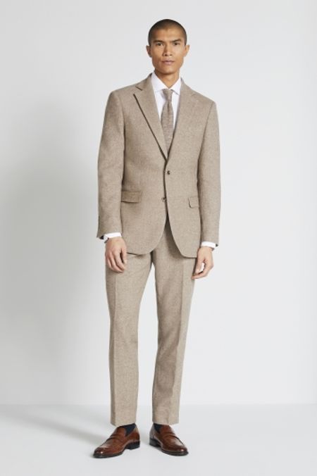 Tailored Fit Taupe Twill Suit Jacket