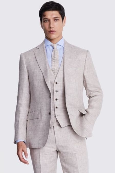 Tailored Fit Oatmeal Linen Suit Jacket