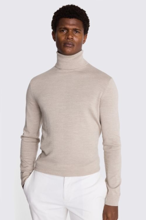 Camel Merino Roll-Neck Jumper