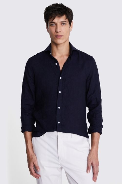 Tailored Fit White Linen Shirt