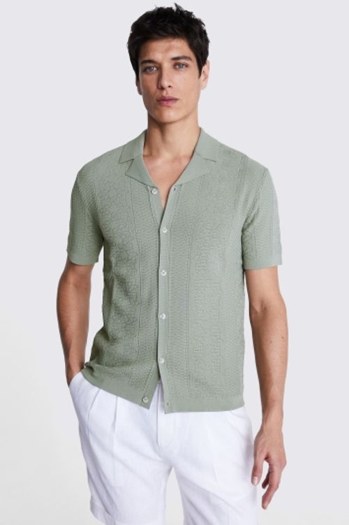 Sage Pointelle Knitted Shirt