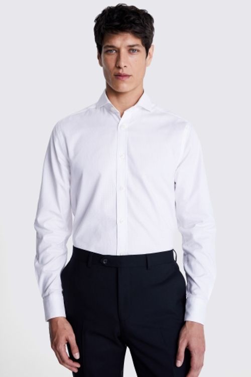 Tailored Fit White Dobby Shirt