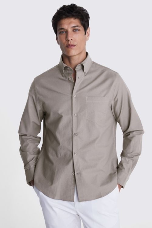 Dark Taupe Washed Oxford Shirt