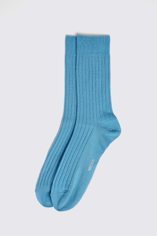 Sky Blue Fine Ribbed Socks