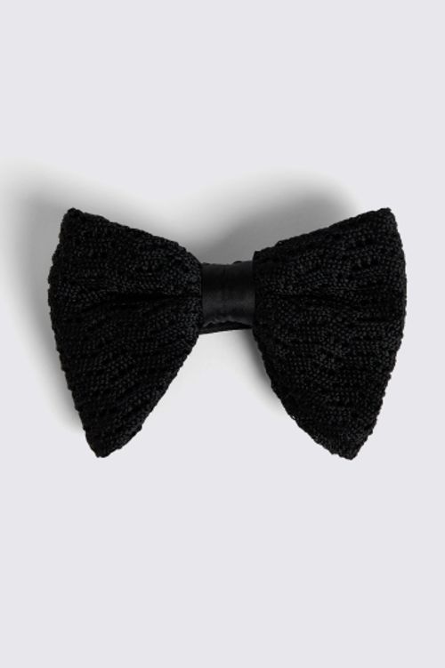 Black Knitted Silk Bow Tie