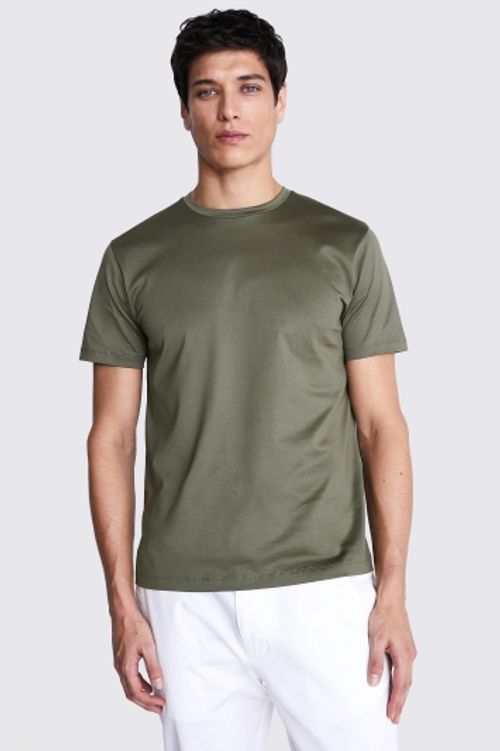 Khaki Mercerised Crew-Neck...