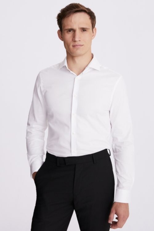 Slim Fit White Dobby Stretch...