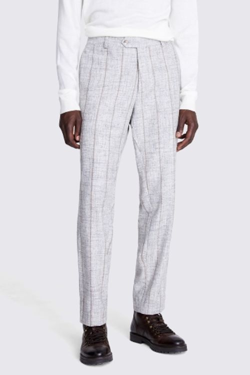 Moss 1851 Tailored Fit Light Grey Houndstooth Pants