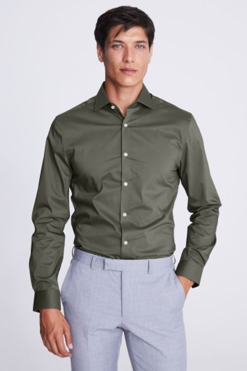 Slim Fit Green Stretch Shirt