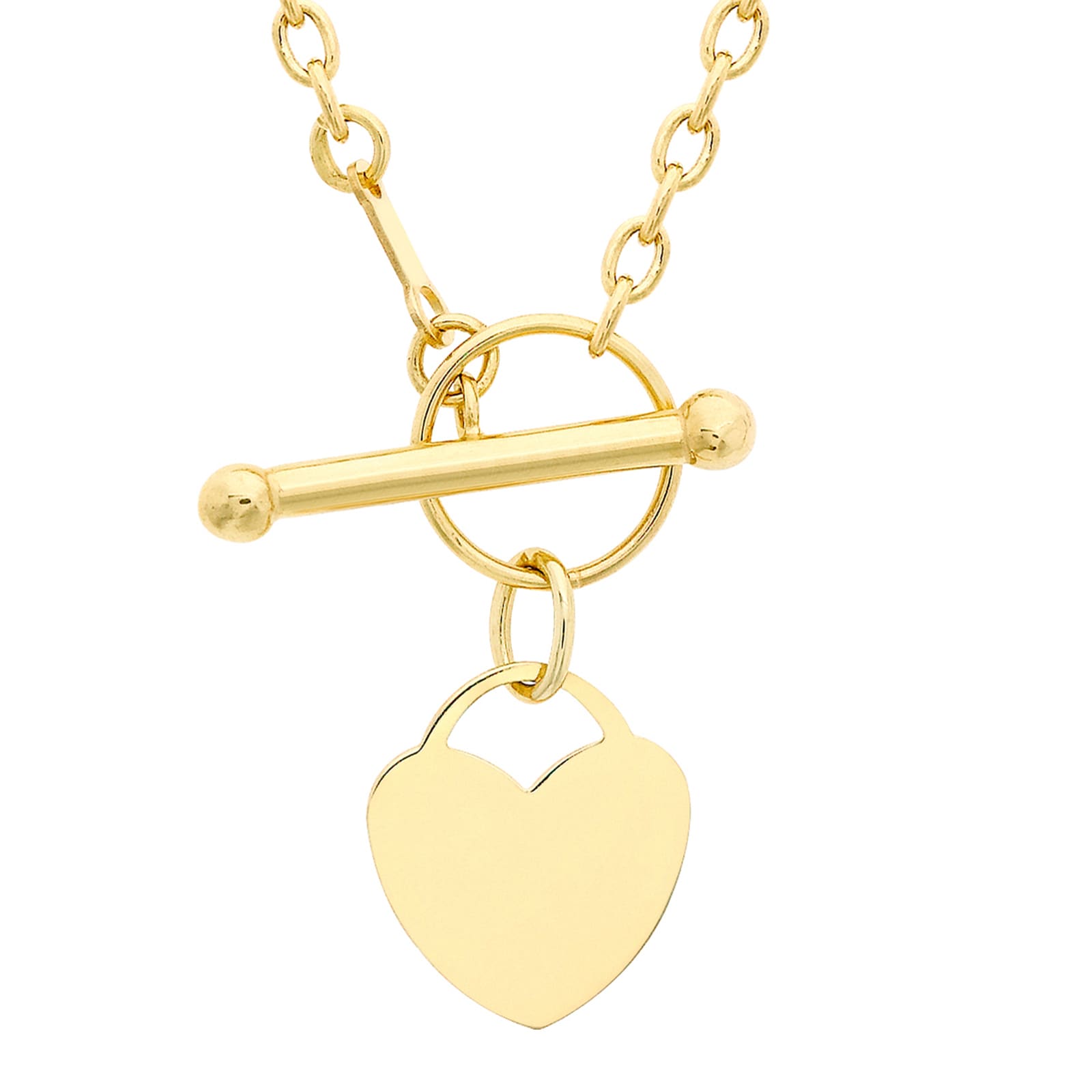 Sterling silver heart t-bar necklace - Aylesbury Bullion