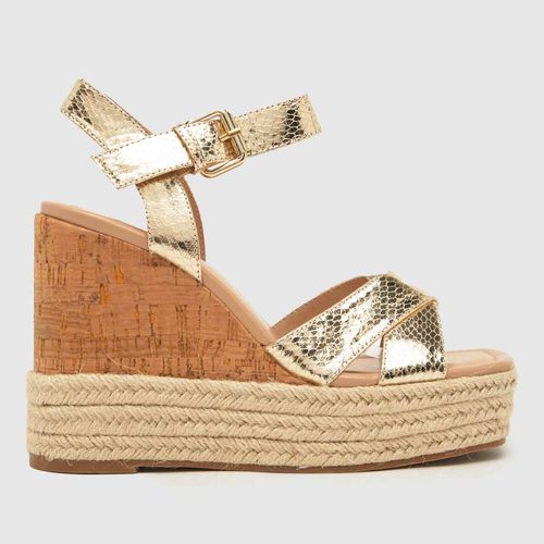 schuh valley cork espadrille wedge sandals in gold