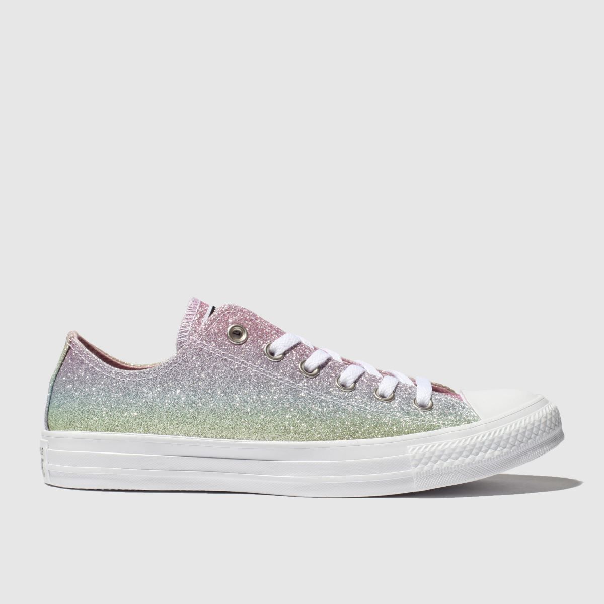 converse pale pink big eyelets glitter ox trainers