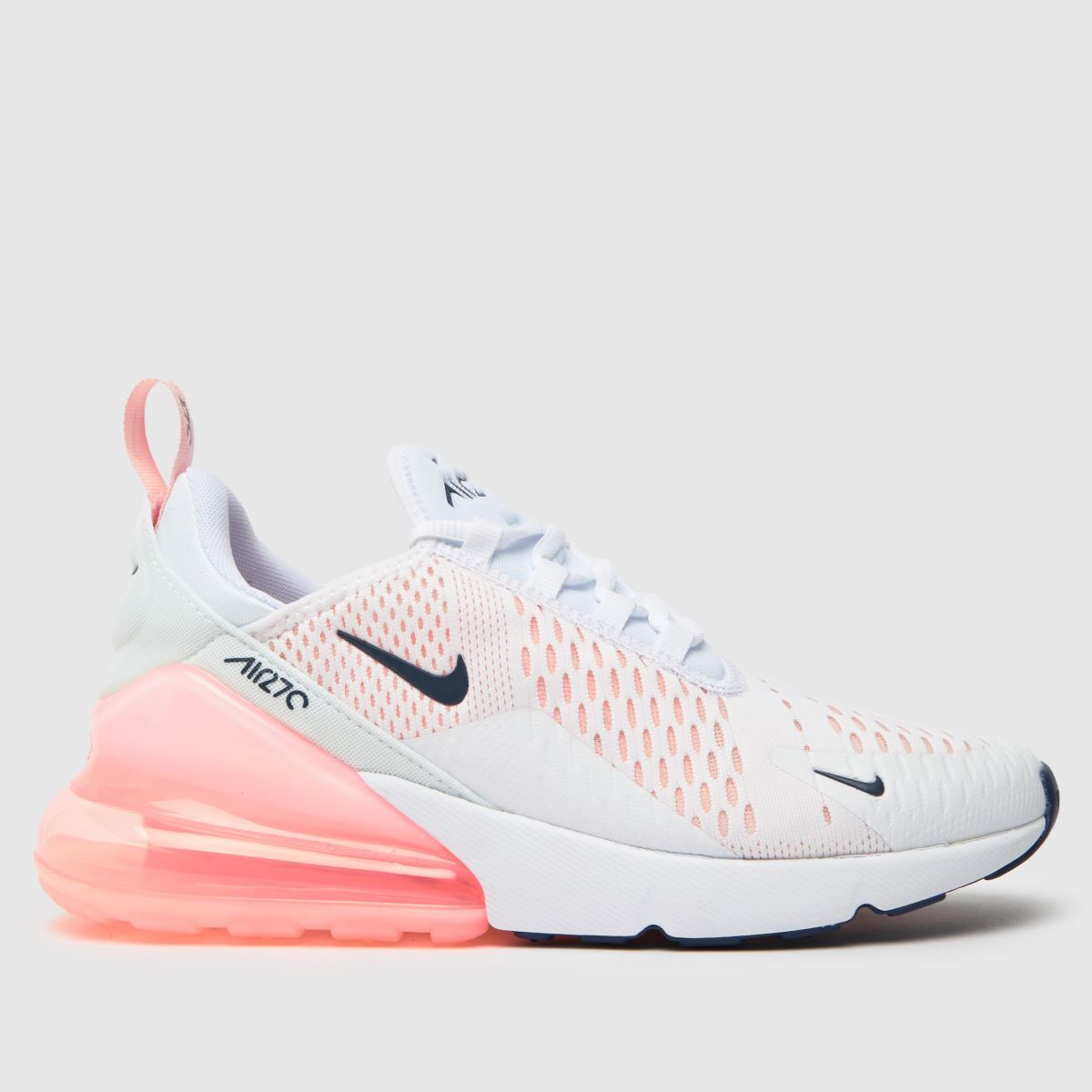 nike white & pink air max 270 knit trainers junior