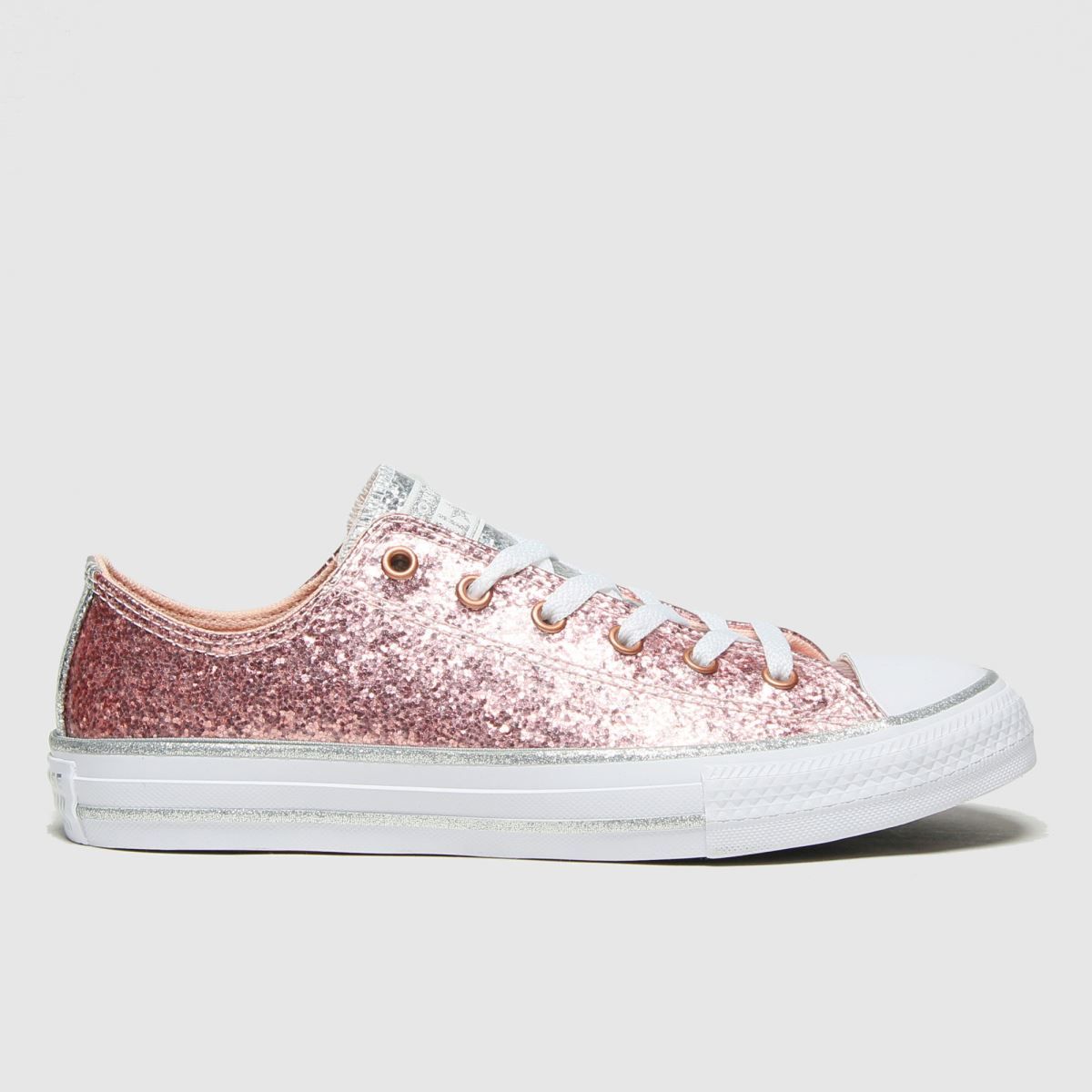 converse pale pink big eyelets glitter ox trainers