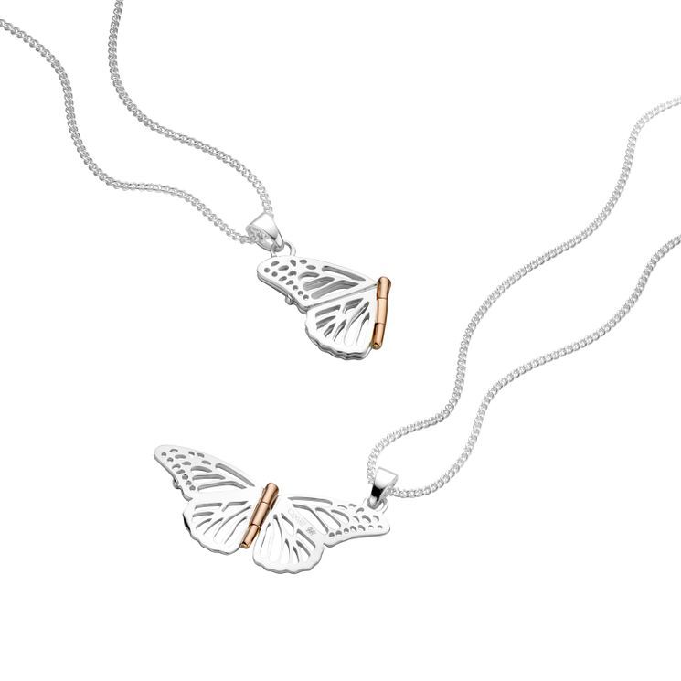Clogau Gold Silver 9ct Rose Gold Butterfly Pendant Compare