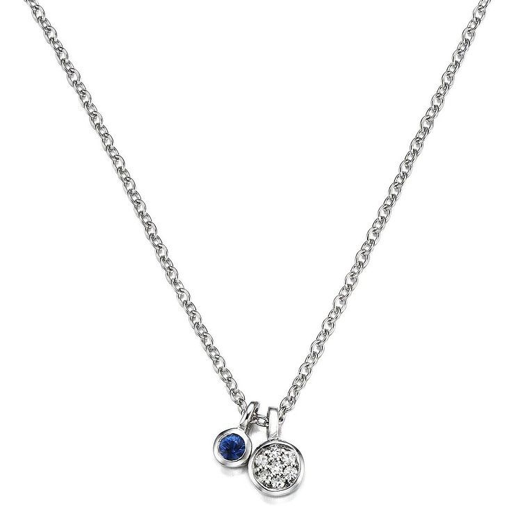 Zales Vera Wang Love Collection 3/8 CT. T.w. Diamond and Blue Sapphire  Double Frame Pendant in 14K White Gold - 19