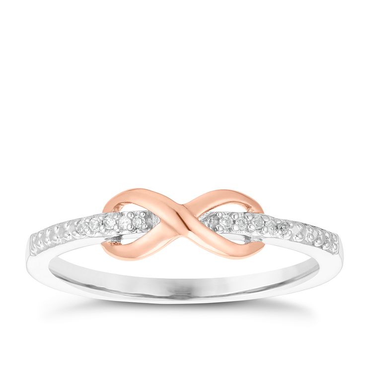 9ct White Rose Gold Diamond Infinity Eternity Ring Compare