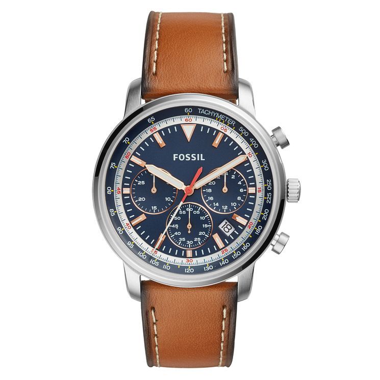 Fossil Goodwin Men s Chronograph Leather Strap Watch Compare