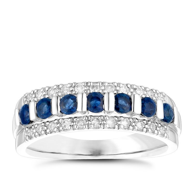 9ct White Gold Sapphire 0.15 Carat Diamond Eternity Ring