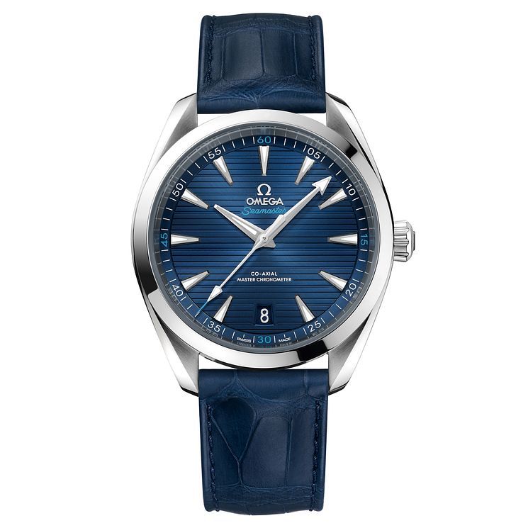 Omega Seamaster Aqua Terra Men s Blue Leather Strap Watch