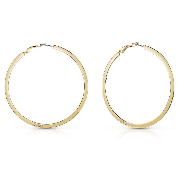 Guess Gold Plated Plain Flat 60mm Hoop Earrings Compare The