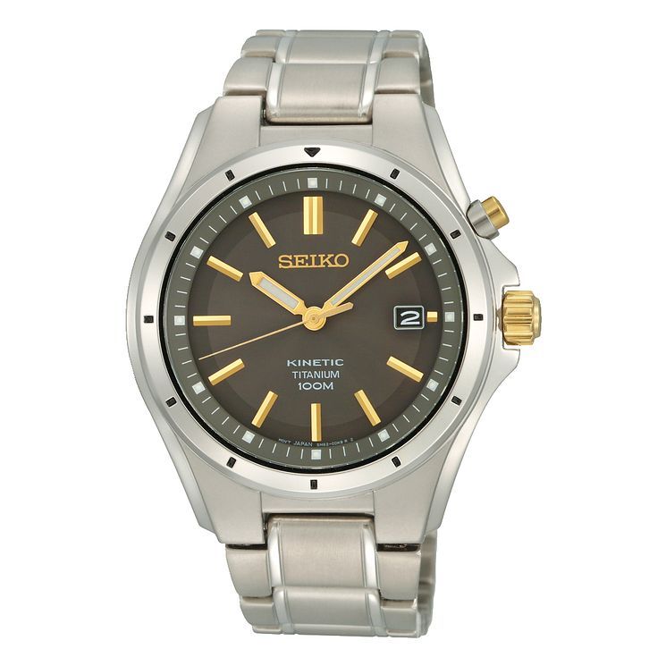 Seiko Kinetic Men s Two Tone Titanium Bracelet Watch Compare