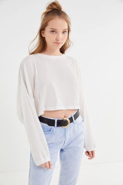 Out From Under Ella Long Sleeve Cropped T Shirt White Xs At Urban Outfitters Compare Highcross Shopping Centre Leicester