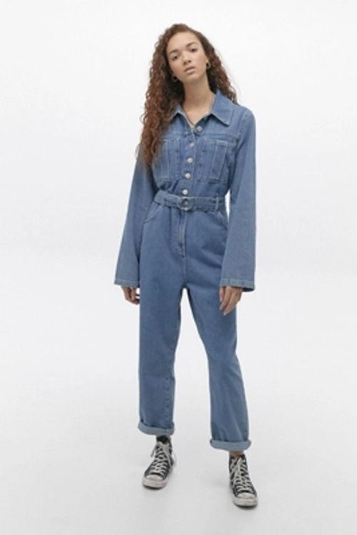 Bdg Belted Button Through Denim Boilersuit Blue S At Urban Outfitters Compare Cabot Circus